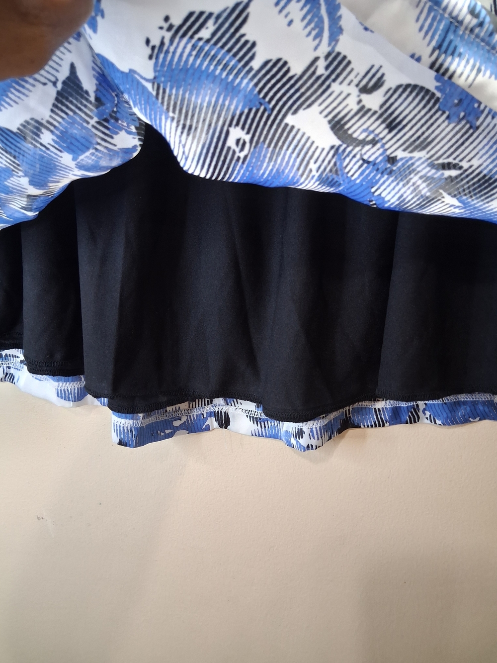 Hanna & Gracie Floral Skirt Petite Medium Blue White Abstract Ruched Waist Line - Picture 6 of 10